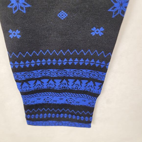 New Pink Rose black with blue snowflake fleece lined legging Size small - Picture 6 of 8